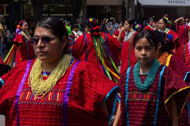 Indigenous Cultures Parade Through Mexico City MEXICO CITY, MEXICO AUGUST 9, 2026: Participants wearing traditional clothing dance and march during the 17th Mega Calenda cultural parade from the Angel of Independence to the Zocalo in Mexico City, August 9, 2026. Organized by the Mexico City government, the event commemorates the International Day of the World s Indigenous Peoples and is part of the 12th Festival of Indigenous Cultures, Indigenous Peoples, and Native Neighborhoods of Mexico City. Mexico City Mexico Copyright: x xCristianxLeyvax xJNAxPressx