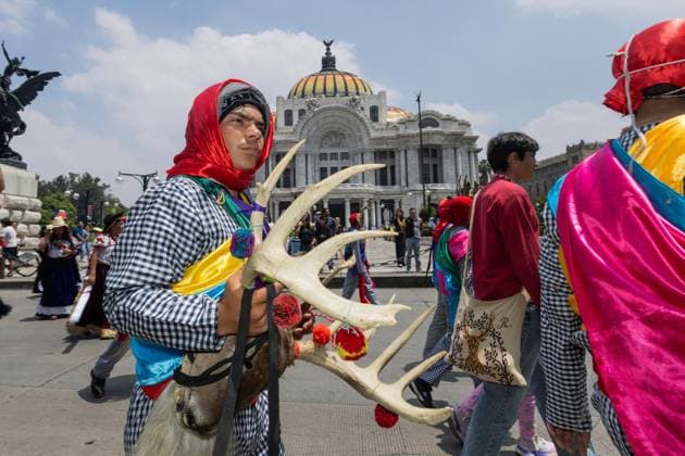August 9, 2026, Mexico City, Mexico: MEXICO Mexico City, MEXICO Ã¢â‚¬ AUGUST 9, 2026: Participants wearing traditional clothing dance and march during the 17th Mega Calenda cultural parade from the Angel of Independence to the Zocalo in Mexico City, August 9, 2026. Organized by the Mexico City government, the event commemorates the International Day of the World s Indigenous Peoples and is part of the 12th Festival of Indigenous Cultures, Indigenous Peoples, and Native Neighborhoods of Mexico City. Mexico City Mexico  - ZUMAq101 20260809_zna_q101_171 Copyright: xCristianxLeyvax