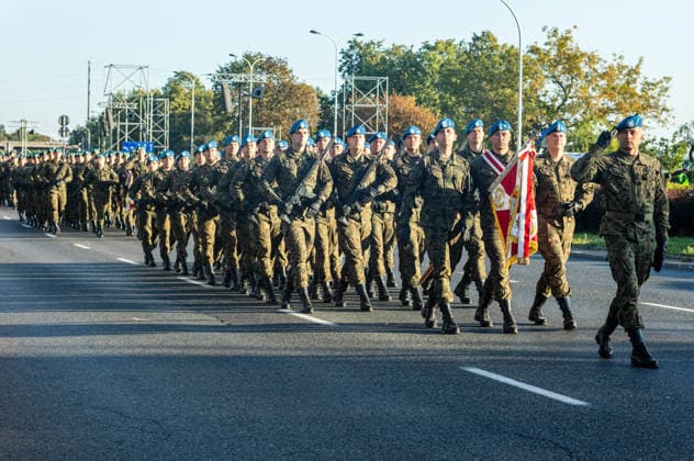 August 9, 2026, Warsaw, Mazovia, Poland: Polish troops march along the riverside during the parade rehearsal. Early in the morning of 9th August, Poland s armed forces, and those of allies stationed in the country, take part in a rehearsal in preparation for a parade on National Armed Forces Day on the 15th August. Soldiers muster as the sun rises over the Vistula River and march past grandstands prepared for dignitaries. The soldiers were followed by mechanised divisions travelling in tanks and a variety of armoured vehicles. Afterwards, Secretary of State in the Ministry of Defence, Pawel Bejda addresses a post-rehearsal press conference, where he is accompanied by the Chief of the General Staff of the Polish Armed Forces, General Wieslaw  - ZUMAs197 20260809_aaa_s197_058 Copyright: xNeilxMiltonx
