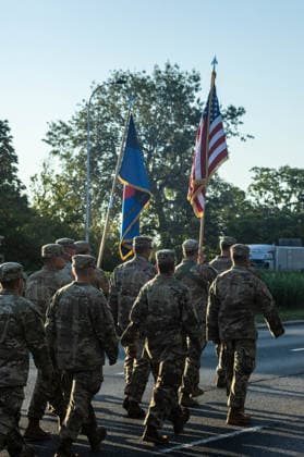 August 9, 2026, Warsaw, Mazovia, Poland: American soldiers march during the parade rehearsal. Early in the morning of 9th August, Poland s armed forces, and those of allies stationed in the country, take part in a rehearsal in preparation for a parade on National Armed Forces Day on the 15th August. Soldiers muster as the sun rises over the Vistula River and march past grandstands prepared for dignitaries. The soldiers were followed by mechanised divisions travelling in tanks and a variety of armoured vehicles. Afterwards, Secretary of State in the Ministry of Defence, Pawel Bejda addresses a post-rehearsal press conference, where he is accompanied by the Chief of the General Staff of the Polish Armed Forces, General Wieslaw Kukula. Warsaw  - ZUMAs197 20260809_aaa_s197_086 Copyright: xNeilxMiltonx