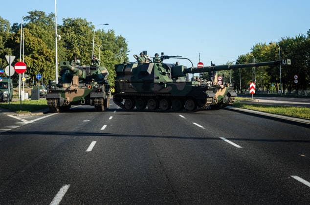 August 9, 2026, Warsaw, Mazovia, Poland: Polish-designed Howitzer Krabs are seen on the parade route. Early in the morning of 9th August, Poland s armed forces, and those of allies stationed in the country, take part in a rehearsal in preparation for a parade on National Armed Forces Day on the 15th August. Soldiers muster as the sun rises over the Vistula River and march past grandstands prepared for dignitaries. The soldiers were followed by mechanised divisions travelling in tanks and a variety of armoured vehicles. Afterwards, Secretary of State in the Ministry of Defence, Pawel Bejda addresses a post-rehearsal press conference, where he is accompanied by the Chief of the General Staff of the Polish Armed Forces, General Wieslaw Kuk  - ZUMAs197 20260809_aaa_s197_100 Copyright: xNeilxMiltonx