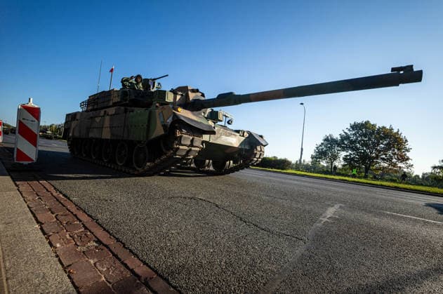 August 9, 2026, Warsaw, Mazovia, Poland: An armoured tank passes during the parade rehearsal. Early in the morning of 9th August, Poland s armed forces, and those of allies stationed in the country, take part in a rehearsal in preparation for a parade on National Armed Forces Day on the 15th August. Soldiers muster as the sun rises over the Vistula River and march past grandstands prepared for dignitaries. The soldiers were followed by mechanised divisions travelling in tanks and a variety of armoured vehicles. Afterwards, Secretary of State in the Ministry of Defence, Pawel Bejda addresses a post-rehearsal press conference, where he is accompanied by the Chief of the General Staff of the Polish Armed Forces, General Wieslaw Kukula. Warsaw - ZUMAs197 20260809_aaa_s197_090 Copyright: xNeilxMiltonx