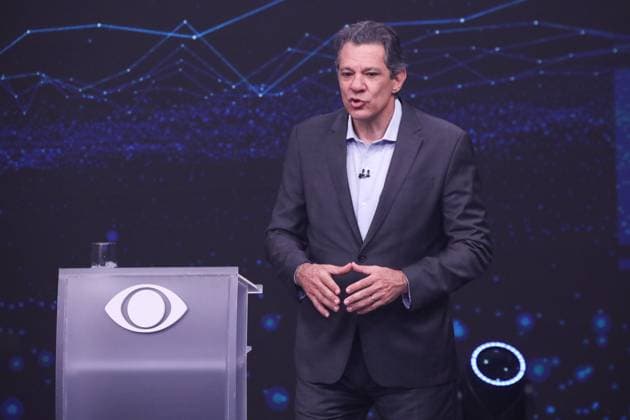 Fernando Haddad and Tarcisio de Freitas face off in the first Band debate. Sao Paulo, SP. 09.08.2026 - Debate-SP - PT candidate for governor of Sao Paulo, Fernando Haddad, during the first election debate promoted by TV Bandeirantes, at the station s studio, in the Morumbi neighborhood, south of Sao Paulo, on the evening of Sunday, August 9, 2026.(Foto: Marina Uezima Brazil Photo Press Brazil Photo Press) INTERNATIONAL Sao Paulo Sao Paulo Brasil Copyright: xMarinaxUezimax