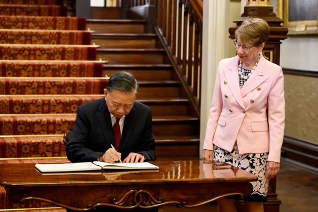 TO LAM AUSTRALIA VISIT, Vietnam General Secretary and President To Lam (left) and NSW Governor Margaret Beazley at Government House in Sydney, Monday, August 10. Vietnam s president is visiting Australia for the first time. ( NO ARCHIVING SYDNEY NEW SOUTH WALES AUSTRALIA  Copyright: xBIANCAxDExMARCHIx 20260810138224678933