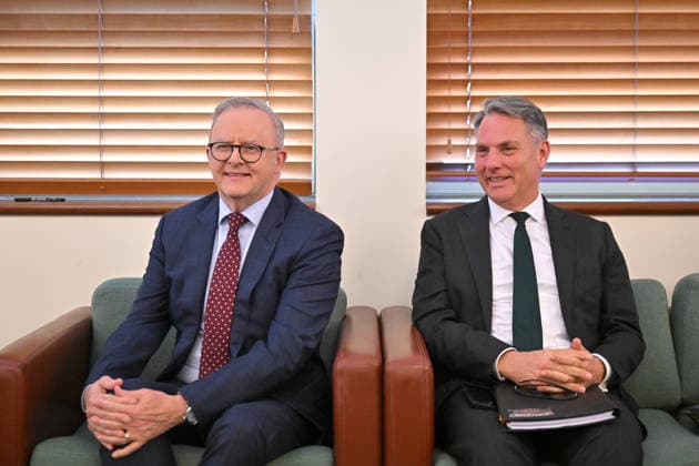ANTHONY ALBANESE CAUCUS MEETING, Prime Minister Anthony Albanese and Deputy Prime Minister Richard Marles after addressing a Caucus meeting at Parliament House in Canberra, Monday, August 10, 2026. ( NO ARCHIVING CANBERRA AUSTRALIAN CAPITAL TERRITORY AUSTRALIA  Copyright: xMICKxTSIKASx 20260810123673880706
