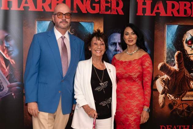 Harbinger UK Premiere at The Court House Hotel, London Guests attend the Harbinger UK Premiere at The Court House Hotel, London, UK 9 August 2026 (Photo By Robin Pope). 09 Aug 2026 Pictured: Jonathan Sothcott, Carole Ann Ford, Jeanine Nerissa Sothcott.  Copyright: xThexMegaxAgencyxrbpxMEGAx