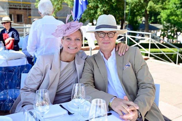 Heike Gräfin von Schwerin und Eckhart Hertzsch beim Westminster 136. Großer Preis von Berlin Pferderennen auf der Rennbahn Hoppegarten. Berlin, 09.08.2026 *** Heike Gräfin von Schwerin and Eckhart Hertzsch at the Westminster 136 Berlin Grand Prix horse race at the Hoppegarten Racetrack in Berlin, August 9, 2026 Foto:xM.xWehnertx xFuturexImagex westminster_6807