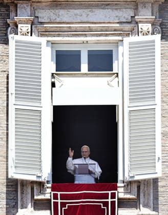 August 9, 2026. Vatican City - POPE LEO XIV delivers Angels prayer from the window of the apostolic building in St. Peter s Square at the Vatican. EvandroInetti_via ZUMA Wire Vatican City State - ZUMAi15_ 20260809_zaf_i15_010 Copyright: xEvandroxInettix
