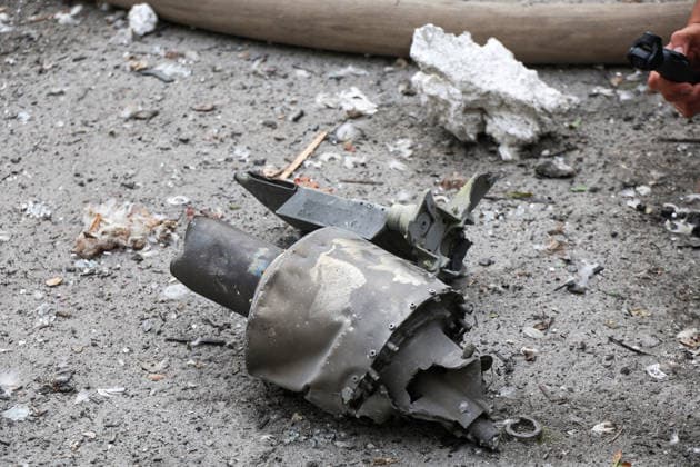 Russian Missile Strikes Apartment Block - Kharkiv Russian S8000 Banderol cruise missile debris lies on the ground outside a 10-storey apartment block in the Saltivskyi district, Kharkiv, Ukraine, August 9, 2026. As a result of the terrorist attack, the seventh to tenth floors were destroyed. At present, three people are confirmed dead and 37 others injured. Photo by Viacheslav Madiievskyi Ukrinform ABACAPRESS.COM Kharkiv Ukraine  Copyright: xMadiyevskyyxVyacheslav Ukrinformx