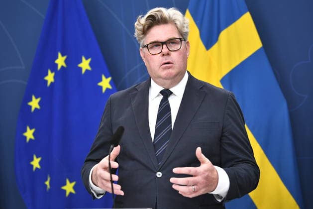 STOCKHOLM, SVERIGE 20260810 Justitieminister Gunnar Strömmer (M), under en pressträff om arbetet mot brottslighet och ordningsstörningar inom idrotten. STOCKHOLM SVERIGE x12060x *** STOCKHOLM, SWEDEN, August 10, 2026 Minister of Justice Gunnar Strömmer (M) during a press conference on efforts to combat crime and disturbances in sports STOCKHOLM, SWEDEN x12060x  Copyright: xLarsxSchröder TTx PRESSTRÄFF ORDNINGSSTÖRNINGAR INOM IDROTTEN UgMos_bCHi0