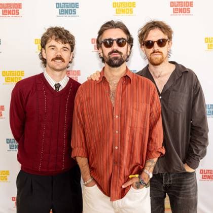 August 9, 2026, San Francisco, California, USA: ROSS MCNERNEY, ROBBIE CUNNINGHAM and OISIN MCCAFFREY of Irish folk band Amble pose during Outside Lands Music Festival in San Francisco, California San Francisco USA  - ZUMAs135 20260809_zap_s135_014 Copyright: xDanielxDeSloverx