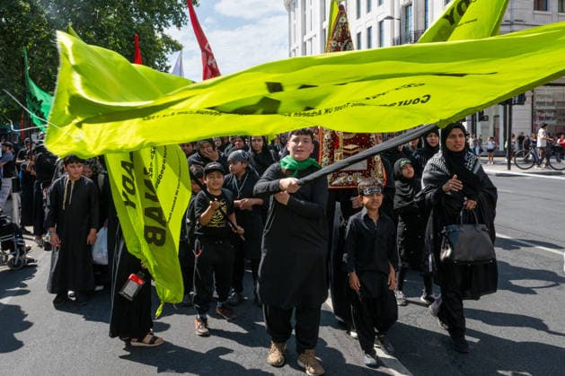 August 9, 2026, London, England, United Kingdom: Shia Muslims take part in the annual Arbaeen procession in Marble Arch in London, Britain, on August 9, 2026. Arbaeen marks the 40th day after the martyrdom of Imam Hussein, the grandson of the Prophet Muhammad. London United Kingdom - ZUMAk172 20260809_zip_k172_023 Copyright: xThomasxKrychx