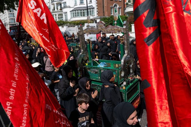 August 9, 2026, London, England, United Kingdom: Shia Muslims take part in the annual Arbaeen procession in Marble Arch in London, Britain, on August 9, 2026. Arbaeen marks the 40th day after the martyrdom of Imam Hussein, the grandson of the Prophet Muhammad. London United Kingdom - ZUMAk172 20260809_zip_k172_042 Copyright: xThomasxKrychx