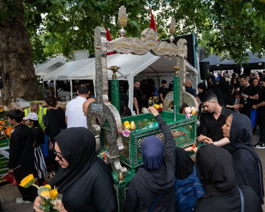 August 9, 2026, London, England, United Kingdom: Shia Muslims take part in the annual Arbaeen procession in Marble Arch in London, Britain, on August 9, 2026. Arbaeen marks the 40th day after the martyrdom of Imam Hussein, the grandson of the Prophet Muhammad. London United Kingdom  - ZUMAk172 20260809_zip_k172_005 Copyright: xThomasxKrychx