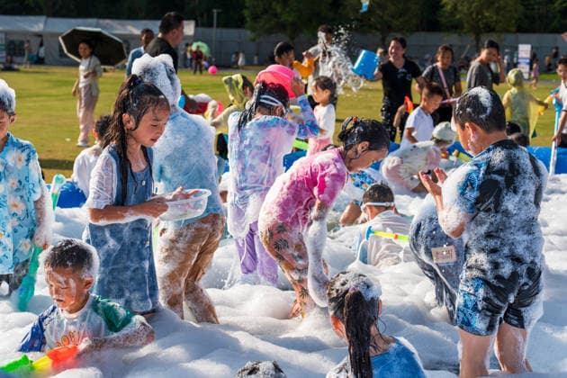 GUIYANG, CHINA - AUGUST 09: Citizens and tourists splash water on each other during the Summer Wonderland Ethnic Group Celebration at Guanshanhu Park on August 9, 2026 in Guiyang, Guizhou Province of China. The event features water splashing activities allowing participants to cool off during the summer heat.  Copyright: xVCGx 111659117645