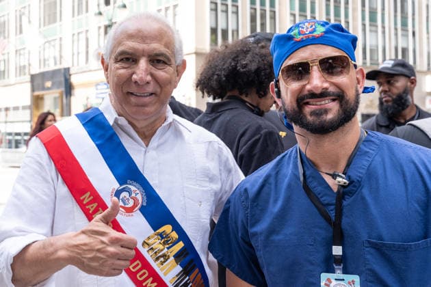 NY: 44th annual Dominican Day Parade Grand Marshal Dr. Ramon Tallaj (L) attends 44th annual Dominican Day parade on 6th avenue in Manhattan Borough of New York, NY on August 9, 2026. New York New York United States Copyright: LevxRadin