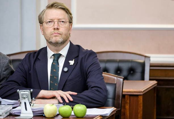 RUSSIA, MOSCOW - AUGUST 10, 2026: Yabloko Party Chairman Nikolai Rybakov attends a hearing at the Russian Supreme Court on the Rodina Party’s bid to disqualify Yabloko from the 2026 State Duma election. Yevgeny Messman TASS  95987351