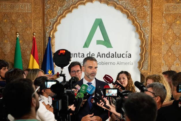 Inauguration of the Regional Delegates of the Andalusian Regional Government in the Province of Almería The Regional Minister of Agriculture, Water, Fisheries, and Rural Development, Ramón Fernández Pacheco, speaks to the media before presiding over the swearing-in ceremony for the Regional Government’s territorial delegates in Almería August 10, 2028, in Almería, Andalusia, Spain August 10, 2026 Marian Leó Almería, Andalusia, Spain Almería, Andalusia, Spain Spain  Copyright: xMarianxLeonx 7708501