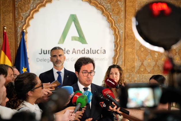 Inauguration of the Regional Delegates of the Andalusian Regional Government in the Province of Almería The provincial delegate of the Andalusian Regional Government in Almería, Francisco Góngora, speaks to the media before presiding over the swearing-in ceremony for the regional government’s territorial delegates in Almería August 10, 2028, in Almería, Andalusia, Spain August 10, 2026, Marian Leó, Almería, Andalusia, Spain Almería, Andalusia, Spain Spain  Copyright: xMarianxLeonx 7708506
