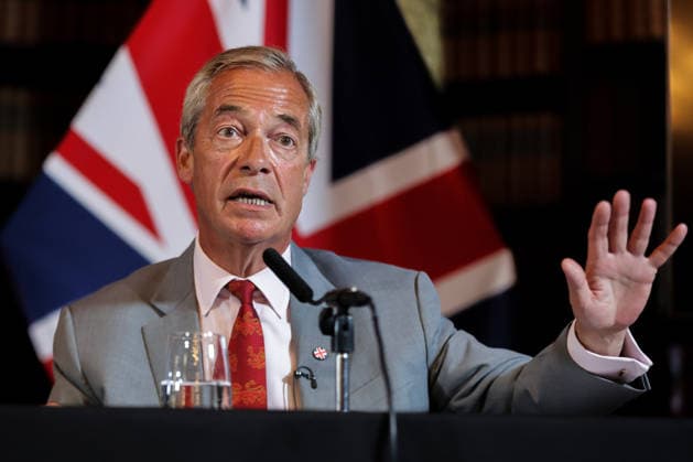 August 10, 2026, London, London, UK: London, UK. Reform UK leader Nigel Farage speaks at a press conference in central London, setting out plans to remove foreign nationals from British prisons in a bid to ease overcrowding. London UK  - ZUMAl94_ 20260810_zaf_l94_010 Copyright: xDinendraxHariax