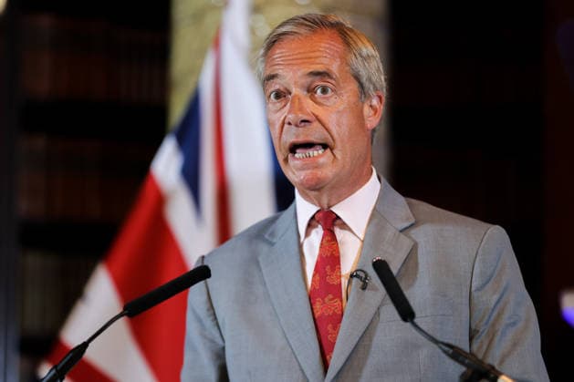August 10, 2026, London, London, UK: London, UK. Reform UK leader Nigel Farage speaks at a press conference in central London, setting out plans to remove foreign nationals from British prisons in a bid to ease overcrowding. London UK  - ZUMAl94_ 20260810_zaf_l94_002 Copyright: xDinendraxHariax