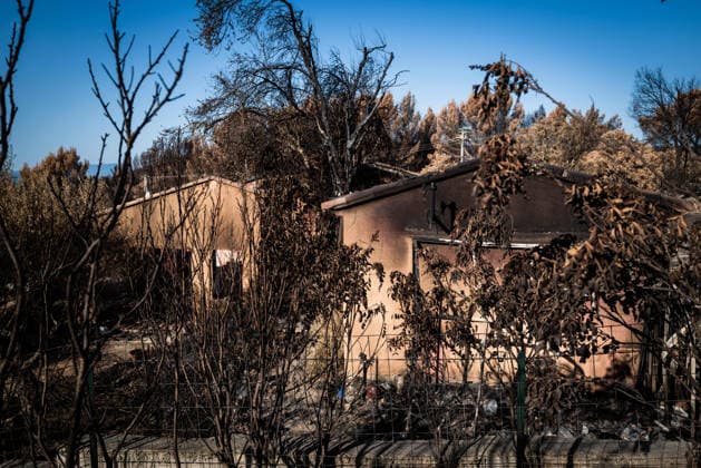 Aftermath of Wildfire in The Var - France A house destroyed by the Gros Bessillon fire near the Notre-Dame-de-Grace sanctuary in Cotignac, France, on August 10, 2026. Photo by Laurent Coust ABACAPRESS.COM Cotignac France  Copyright: xCoustxLaurent ABACAx
