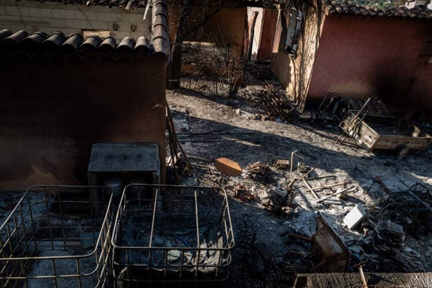 Aftermath of Wildfire in The Var - France A house destroyed by the Gros Bessillon fire near the Notre-Dame-de-Grace sanctuary in Cotignac, France, on August 10, 2026. Photo by Laurent Coust ABACAPRESS.COM Cotignac France  Copyright: xCoustxLaurent ABACAx