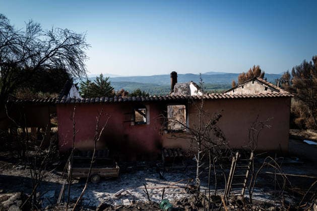 Aftermath of Wildfire in The Var - France A house destroyed by the Gros Bessillon fire near the Notre-Dame-de-Grace sanctuary in Cotignac, France, on August 10, 2026. Photo by Laurent Coust ABACAPRESS.COM Cotignac France  Copyright: xCoustxLaurent ABACAx