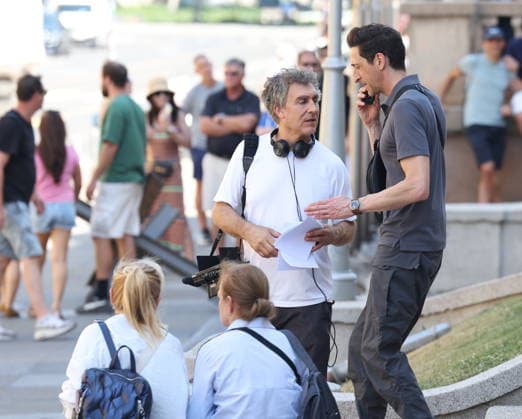 Zagreb, Croatia,100826 Filming of a movie about the war in Ukraine, directed by Doug Liman, outside the famous Hotel Esplanade in Zagreb, featuring Hollywood stars Sean Penn and Adrien Brody. Pictured: Doug Liman i Adrien Brody. Photo: Ranko Suvar CROPIX Zagreb Croatia Copyright: xxRankoxSuvarx esplanade_film25-100826