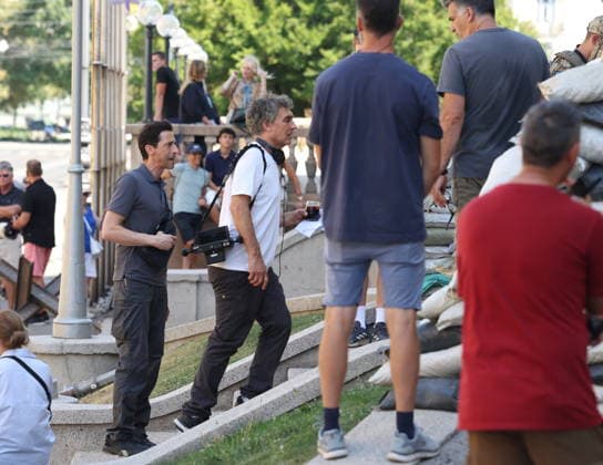 Zagreb, Croatia,100826 Filming of a movie about the war in Ukraine, directed by Doug Liman, outside the famous Hotel Esplanade in Zagreb, featuring Hollywood stars Sean Penn and Adrien Brody. Pictured: Doug Liman i Adrien Brody. Photo: Ranko Suvar CROPIX Zagreb Croatia Copyright: xxRankoxSuvarx esplanade_film27-100826