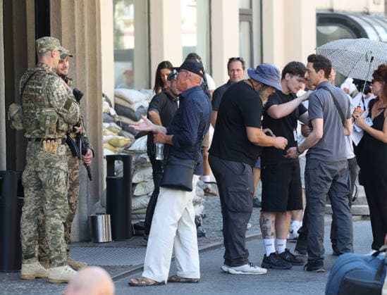 Zagreb, Croatia,100826 Filming of a movie about the war in Ukraine, directed by Doug Liman, outside the famous Hotel Esplanade in Zagreb, featuring Hollywood stars Sean Penn and Adrien Brody. Pictured: Adrien Brody. Photo: Ranko Suvar CROPIX Zagreb Croatia Copyright: xxRankoxSuvarx esplanade_film37-100826