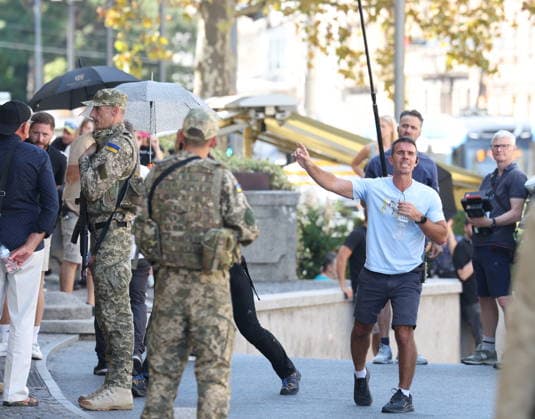 Zagreb, Croatia,100826 Filming of a movie about the war in Ukraine, directed by Doug Liman, outside the famous Hotel Esplanade in Zagreb, featuring Hollywood stars Sean Penn and Adrien Brody. Pictured: a film set. Photo: Ranko Suvar CROPIX Zagreb Croatia Copyright: xxRankoxSuvarx esplanade_film41-100826