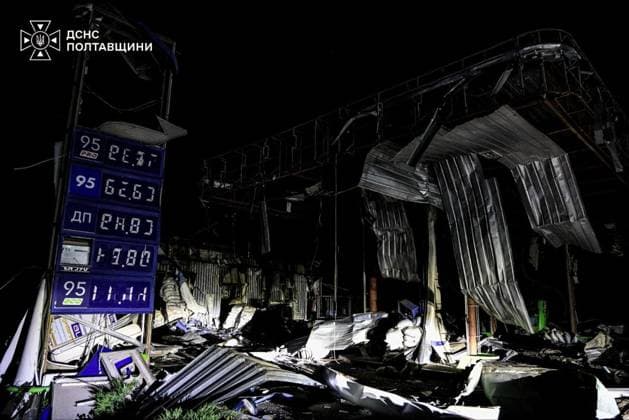 Aftermath of Russian attack in Ukraine s Poltava POLTAVA, UKRAINE - AUGUST 10: (----EDITORIAL USE ONLY - MANDATORY CREDIT - STATE EMERGENCY SERVICE OF UKRAINE HANDOUT - NO MARKETING NO ADVERTISING CAMPAIGNS - DISTRIBUTED AS A SERVICE TO CLIENTS----) A view of destruction as the firefighters extinguish fires that broke out at several gas stations, a private residential house and an industrial facility following a Russian attack in Poltava region, Ukraine on August 10, 2026. State Emergency Service of Ukraine Anadolu Poltava Ukraine. Editorial use only. Please get in touch for any other usage.  Copyright: x2026xAnadoluxStatexEmergencyxServicexofxUkrainex