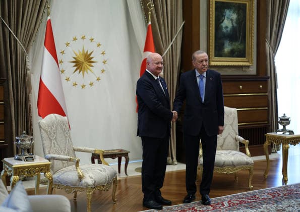 Turkish President Erdogan receives Austrian Chancellor Stocker ANKARA, TURKIYE - AUGUST 10 : (----EDITORIAL USE ONLY - MANDATORY CREDIT - TURKISH PRESIDENCY MURAT KULA HANDOUT - NO MARKETING NO ADVERTISING CAMPAIGNS - DISTRIBUTED AS A SERVICE TO CLIENTS----) Turkish President Recep Tayyip Erdogan (R) receives Austrian Chancellor Christian Stocker (L) with an official ceremony at the Presidential Complex in Ankara, Turkiye on August 10, 2026. Turkish Presidency Murat Kula Handout Anadolu Ankara Turkey. Editorial use only. Please get in touch for any other usage.  Copyright: x2026xAnadoluxTurkishxPresidencyx xMuratxKulax xHandoutx
