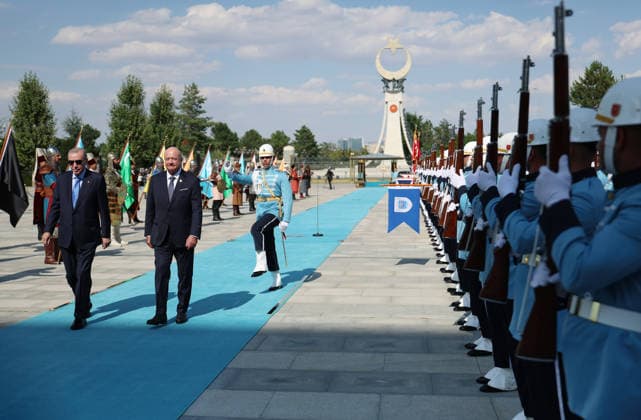 Erdogan - Stocker meeting in Ankara ANKARA, TURKIYE - AUGUST 10: (----EDITORIAL USE ONLY - MANDATORY CREDIT - TURKISH PRESIDENCY MURAT CETINMUHURDAR HANDOUT - NO MARKETING NO ADVERTISING CAMPAIGNS - DISTRIBUTED AS A SERVICE TO CLIENTS----) Turkish President Recep Tayyip Erdogan receives Austrian Chancellor Christian Stocker with official ceremony in Ankara, Turkiye on August 10, 2026. TUR Presidency Murat Cetinmuhurdar Anadolu Ankara Turkey. Editorial use only. Please get in touch for any other usage.  Copyright: x2026xAnadoluxTURxPresidency xMuratxCetinmuhurdarx