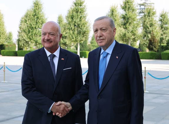 Erdogan - Stocker meeting in Ankara ANKARA, TURKIYE - AUGUST 10: (----EDITORIAL USE ONLY - MANDATORY CREDIT - TURKISH PRESIDENCY MURAT CETINMUHURDAR HANDOUT - NO MARKETING NO ADVERTISING CAMPAIGNS - DISTRIBUTED AS A SERVICE TO CLIENTS----) Turkish President Recep Tayyip Erdogan shakes hand with Austrian Chancellor Christian Stocker (L) during an official ceremony in Ankara, Turkiye on August 10, 2026. TUR Presidency Murat Cetinmuhurdar Anadolu Ankara Turkey. Editorial use only. Please get in touch for any other usage.  Copyright: x2026xAnadoluxTURxPresidency xMuratxCetinmuhurdarx