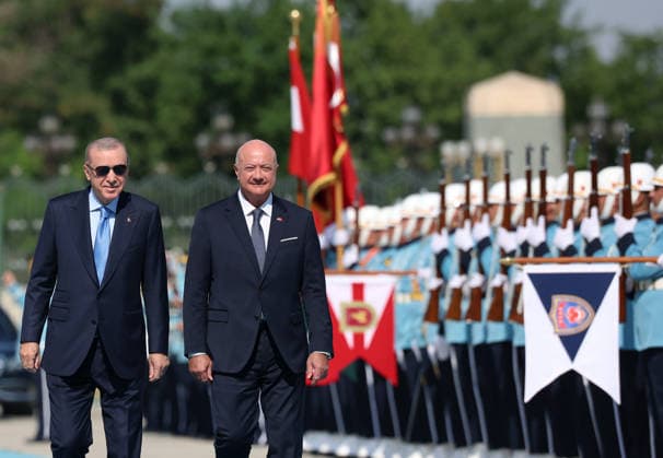 Turkish President Recep Tayyip Erdogan ANKARA, TURKIYE - AUGUST 10 : (----EDITORIAL USE ONLY - MANDATORY CREDIT - TURKISH PRESIDENCY MURAT KULA HANDOUT - NO MARKETING NO ADVERTISING CAMPAIGNS - DISTRIBUTED AS A SERVICE TO CLIENTS----) Turkish President Recep Tayyip Erdogan welcomes Austrian Chancellor Christian Stocker with an official ceremony at the Presidential Complex in Ankara, Turkiye on August 10, 2026. TUR Presidency Murat Kula Anadolu Ankara Turkey. Editorial use only. Please get in touch for any other usage.  Copyright: x2026xAnadoluxTURxPresidencyx xMuratxKulax