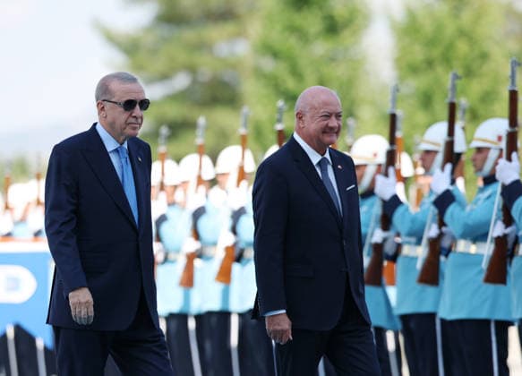Turkish President Recep Tayyip Erdogan ANKARA, TURKIYE - AUGUST 10 : (----EDITORIAL USE ONLY - MANDATORY CREDIT - TURKISH PRESIDENCY MURAT KULA HANDOUT - NO MARKETING NO ADVERTISING CAMPAIGNS - DISTRIBUTED AS A SERVICE TO CLIENTS----) Turkish President Recep Tayyip Erdogan welcomes Austrian Chancellor Christian Stocker with an official ceremony at the Presidential Complex in Ankara, Turkiye on August 10, 2026. TUR Presidency Murat Kula Anadolu Ankara Turkey. Editorial use only. Please get in touch for any other usage.  Copyright: x2026xAnadoluxTURxPresidencyx xMuratxKulax