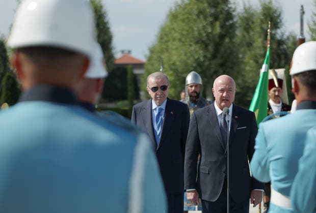 Turkish President Recep Tayyip Erdogan ANKARA, TURKIYE - AUGUST 10 : (----EDITORIAL USE ONLY - MANDATORY CREDIT - TURKISH PRESIDENCY MURAT CETINMUHURDAR HANDOUT - NO MARKETING NO ADVERTISING CAMPAIGNS - DISTRIBUTED AS A SERVICE TO CLIENTS----) Turkish President Recep Tayyip Erdogan welcomes Austrian Chancellor Christian Stocker with an official ceremony at the Presidential Complex in Ankara, Turkiye on August 10, 2026. TUR Presidency Murat Cetinmuhurdar Anadolu Ankara Turkey. Editorial use only. Please get in touch for any other usage.  Copyright: x2026xAnadoluxTURxPresidency MuratxCetinmuhurdarx