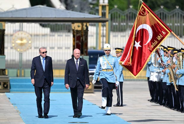 Recep Tayyip Erdogan - Christian Stocker meeting in Ankara ANKARA, TURKIYE - AUGUST 10 : Turkish President Recep Tayyip Erdogan welcomes Austrian Chancellor Christian Stocker with an official ceremony at the Presidential Complex in Ankara, Turkiye on August 10, 2026. Mehmet Ali Ozcan Anadolu Ankara Turkey. Editorial use only. Please get in touch for any other usage.  Copyright: x2026xAnadoluxMehmetxAlixOzcanx