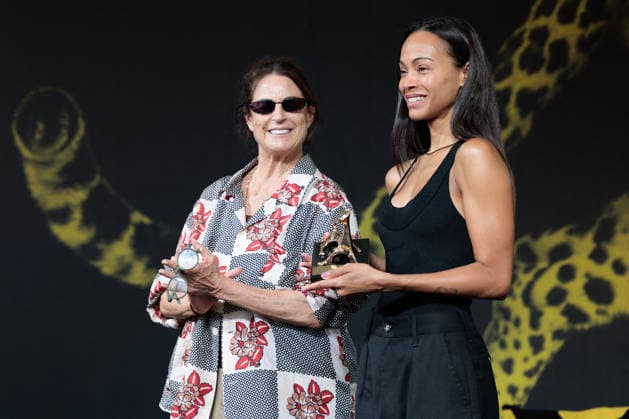Locarno Film Festival 2026 - Zoe Saldana Receives Pardo Lifetime Achievement Award - Italy Zoe Saldana at the Forum Spazio Cinema to receive the Special Honorary Pardo Award at the 79th Locarno Film Festival on August 10, 2026 in Locarno, Switzerland. (Photo by Stefan Kraus ABACAPRESS.COM) Locarno Switzerland  Copyright: xKrausxStefan ABACAx