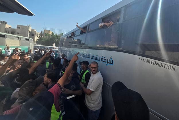 Palestinian patients return to Gaza after months stranded in West Bank Palestinian patients and their companions arrive at Nasser Medical Complex in Khan Younis, southern Gaza Strip, on August 10, 2026, after returning from the West Bank to the Gaza Strip through the Kerem Shalom crossing. They returned after being unable to reach Gaza for months due to the war and the closure of crossings. Photo by Tariq Mohammad APA Images Khan Yunis Gaza Strip Palestinian Territory 100826_Khan_Yunis_TM_02(3) Copyright: xapaimagesxTariqxMohammad xapaimagesx