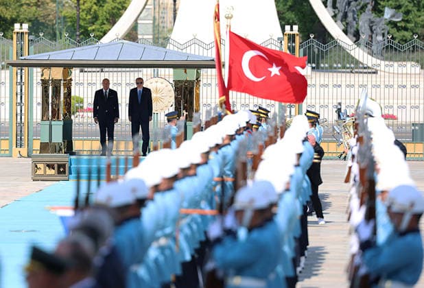 Turkish president receives Austrian chancellor during official Ankara visit Turkish President Recep Tayyip Erdogan receives Austrian Chancellor Christian Stocker at the Presidential Complex in Ankara, Turkey, during an official visit, on August 10, 2026. Photo by Turkish presidency apaimages Istanbul Istanbul Turkey 100826_Turkey_TPO_00(12) Copyright: xapaimagesxTurkishxpresidencyx xapaimagesx