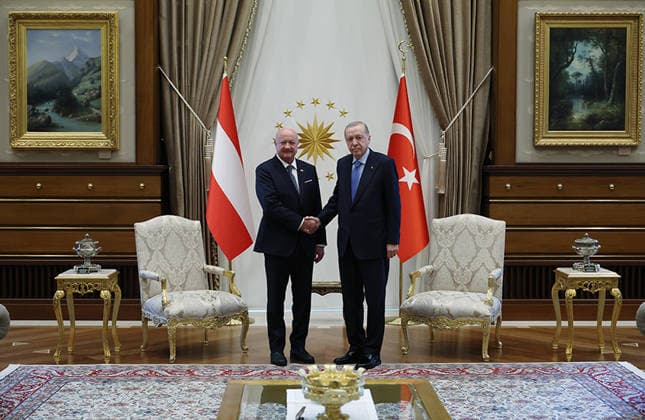 Turkish president receives Austrian chancellor during official Ankara visit Turkish President Recep Tayyip Erdogan receives Austrian Chancellor Christian Stocker at the Presidential Complex in Ankara, Turkey, during an official visit, on August 10, 2026. Photo by Turkish presidency apaimages Istanbul Istanbul Turkey 100826_Turkey_TPO_00(24) Copyright: xapaimagesxTurkishxpresidencyx xapaimagesx