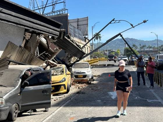 At least 18 killed as magnitude 7.4 earthquake hits Colombia PEREIRA, COLOMBIA - AUGUST 10: People gather in the streets after a powerful earthquake struck Colombia, killing at least 18 people and causing damage in Pereira, Colombia, on August 10, 2026. The earthquake was felt across much of the country, with authorities continuing to assess the extent of the damage and possible additional casualties. Alexis Munera Anadolu Pereira Colombia. Editorial use only. Please get in touch for any other usage.  Copyright: x2026xAnadoluxAlexisxMunerax