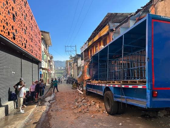 At least 18 killed as magnitude 7.4 earthquake hits Colombia PEREIRA, COLOMBIA - AUGUST 10: People gather in the streets after a powerful earthquake struck Colombia, killing at least 18 people and causing damage in Pereira, Colombia, on August 10, 2026. The earthquake was felt across much of the country, with authorities continuing to assess the extent of the damage and possible additional casualties. Alexis Munera Anadolu Pereira Colombia. Editorial use only. Please get in touch for any other usage.  Copyright: x2026xAnadoluxAlexisxMunerax