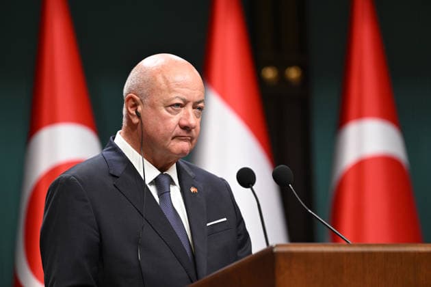 Recep Tayyip Erdogan - Christian Stocker hold joint press conference in Ankara ANKARA, TURKIYE - AUGUST 10: Austrian Chancellor Christian Stocker makes a speech as he holds a joint press conference with Turkish President Recep Tayyip Erdogan (not seen) following their meeting at the Presidential Complex in Ankara, Turkiye, on August 10, 2026. Mehmet Ali Ozcan Anadolu Ankara Turkey. Editorial use only. Please get in touch for any other usage.  Copyright: x2026xAnadoluxMehmetxAlixOzcanx