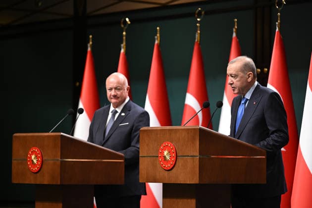 Recep Tayyip Erdogan - Christian Stocker hold joint press conference in Ankara ANKARA, TURKIYE - AUGUST 10: Turkish President Recep Tayyip Erdogan (R) and Austrian Chancellor Christian Stocker (L) hold a joint press conference following their meeting at the Presidential Complex in Ankara, Turkiye, on August 10, 2026. Mehmet Ali Ozcan Anadolu Ankara Turkey. Editorial use only. Please get in touch for any other usage.  Copyright: x2026xAnadoluxMehmetxAlixOzcanx