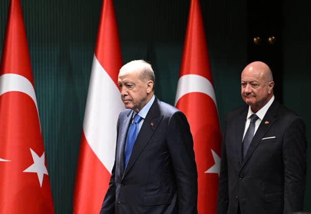 Recep Tayyip Erdogan - Christian Stocker hold joint press conference in Ankara ANKARA, TURKIYE - AUGUST 10: Turkish President Recep Tayyip Erdogan (L) and Austrian Chancellor Christian Stocker (R) hold a joint press conference following their meeting at the Presidential Complex in Ankara, Turkiye, on August 10, 2026. Mehmet Ali Ozcan Anadolu Ankara Turkey. Editorial use only. Please get in touch for any other usage.  Copyright: x2026xAnadoluxMehmetxAlixOzcanx