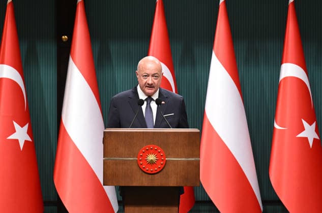 Recep Tayyip Erdogan - Christian Stocker hold joint press conference in Ankara ANKARA, TURKIYE - AUGUST 10: Austrian Chancellor Christian Stocker makes a speech as he holds a joint press conference with Turkish President Recep Tayyip Erdogan (not seen) following their meeting at the Presidential Complex in Ankara, Turkiye, on August 10, 2026. Mehmet Ali Ozcan Anadolu Ankara Turkey. Editorial use only. Please get in touch for any other usage.  Copyright: x2026xAnadoluxMehmetxAlixOzcanx